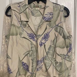 Women’s Tommy Bahama sleeveless front tie silk blouse